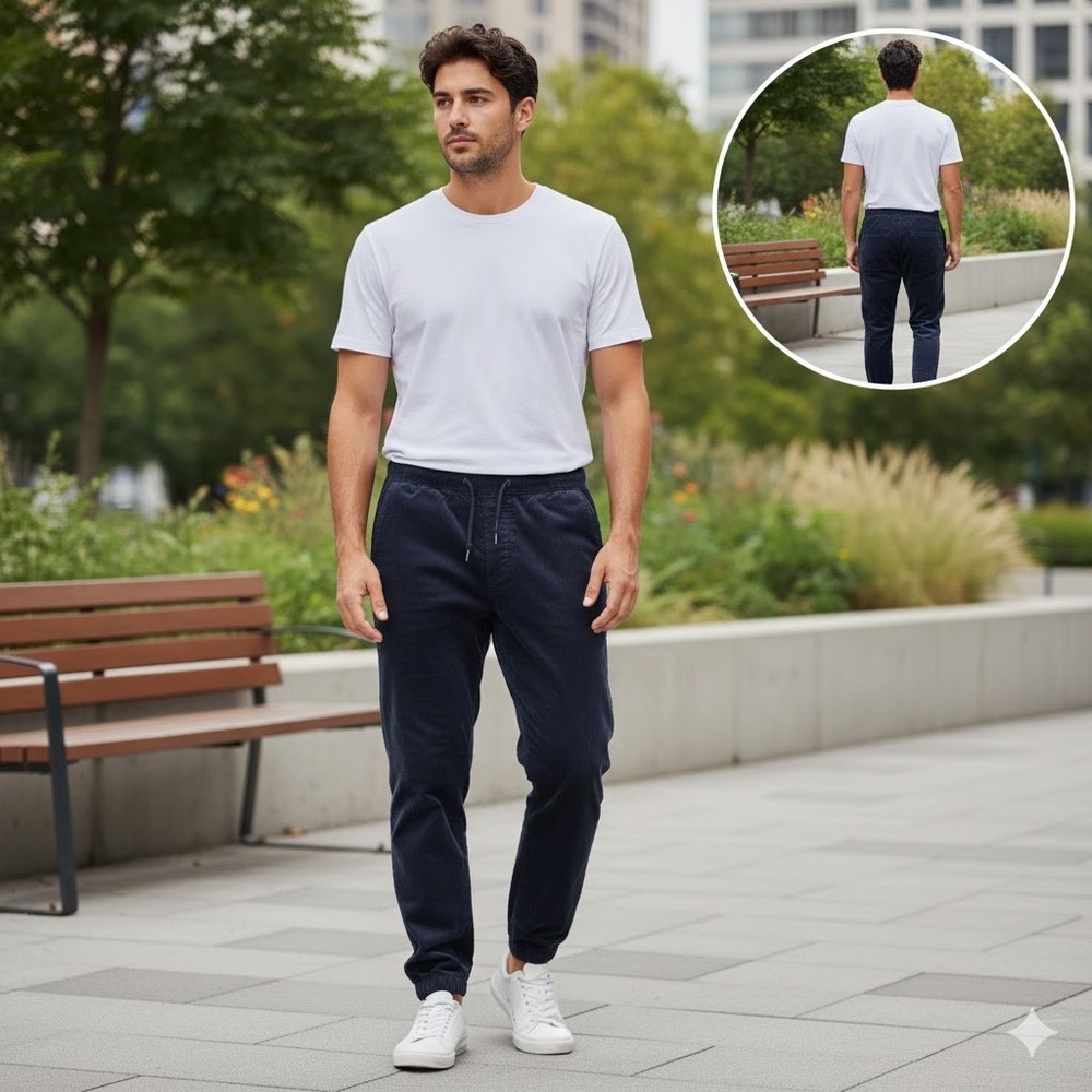 American Eagle Outfitters Corduroy Joggers Mens Medium Navy Blue Next Level Flex